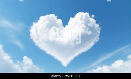 Heart-shaped clouds in a blue sky Stock Photo