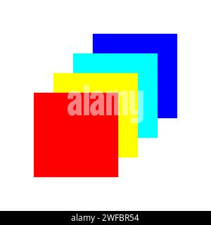 Colored palette. Red, yellow and blue squares. Computer paint. Simple pattern. Hand art. Vector illustration. Stock image. EPS 10. Stock Vector