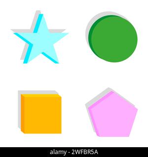 three-dimensional colored geometric shapes. Color background. Geometric shape. Vector illustration. stock image. EPS 10. Stock Vector