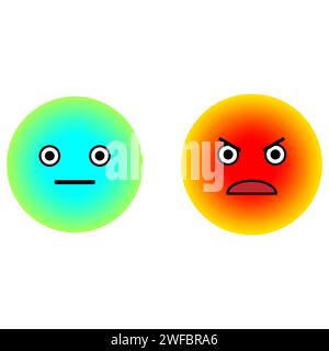 Anxieting blue emoji. Angry red face. Message button. Communication background. Vector illustration. Stock image. EPS 10. Stock Vector