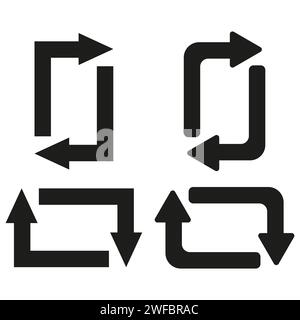 black arrows shapes. Reload symbol. Arrow rectangles. Vector illustration. EPS 10. Stock Vector