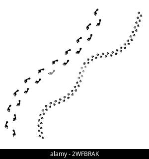 Black man dog tracks on white background. Vector illustration. EPS 10. Stock Vector