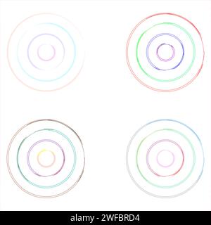 Colorful abstract circles set. Creative target symbol. Art design. Geometric sphere. Vector illustration. Stock image. EPS 10. Stock Vector