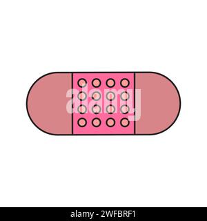 Adhesive plaster icon. Pink sign. Medicine element. Simple flat art. Cartoon art. Vector illustration. Stock image. EPS 10. Stock Vector