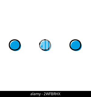 Blue three dots icon. Ellipsis sign. Menu emblem. Simple flat design. Chat symbol. Vector illustration. Stock image. EPS 10. Stock Vector