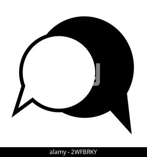 Speech bubbles icon. Black and white. Dialogue emblem. App element. Communicate button. Vector illustration. Stock image. EPS 10. Stock Vector