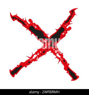 Glitch cross icon. Black and red sign. Mark emblem. Modern art. Futuristic background. Vector illustration. Stock image. EPS 10. Stock Vector