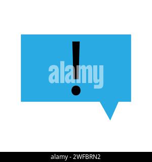 Chat box sign. Blue speech dialogue icon. Communication concept. Exclamation point. Vector illustration. Stock image. EPS 10. Stock Vector