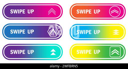 Set of swipe up buttons. Business arrow symbol. Media element. Communication concept. Vector illustration. Stock image. EPS 10. Stock Vector