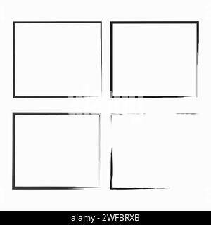 Black square frames set. Grunge silhouette art. Abstract modern. Line background. Vector illustration. Stock image. EPS 10. Stock Vector