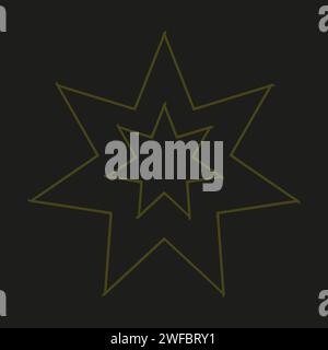 Golden starburst icon. Figure silhouette inside. Black background. Abstract design. Vector illustration. Stock image. EPS 10. Stock Vector
