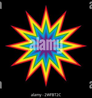 Colored comic boom sign. Speech element. Black background. Communication concept. Vector illustration. Stock image. EPS 10. Stock Vector