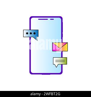 Phone messages in flat style. Smart device mockup. Smartphone message interface. Vector illustration. stock image. EPS 10. Stock Vector