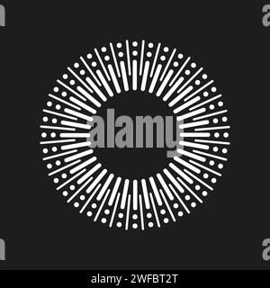 White circle rays black background. Magic circle. Vector illustration. EPS 10. Stock Vector