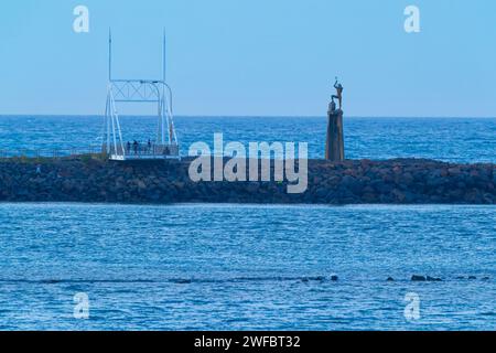 The 'Spirit of the Sea' sculpture and monument on the Aitkenhead Spit on the Mersey River at the Bass Strait in Devonport, Tasmania, Australia. Stock Photo