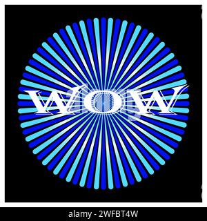 Wow blue rays. Comic background. Sketch style. Line art. Vector illustration. stock image. EPS 10. Stock Vector