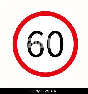 Maximum Speed 60 MPH Label Sign On White Background Stock Vector Image ...