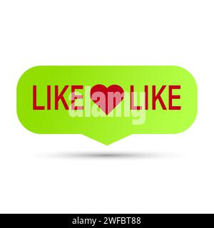 Banner with green like heart message. Message notification. Social media like icon concept. Vector illustration. stock image. EPS 10. Stock Vector