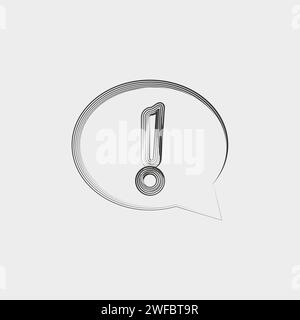 Grunge exclamation icon in speech bubble. Color background. Warning sign. Chat emblem. Vector illustration. Stock image. EPS 10. Stock Vector