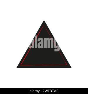 Black triangle icon. Red lines. Creative geometric figure. Watercolor graphic.  Vector illustration. Stock image. EPS 10. Stock Vector
