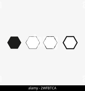 Hexagon icon set. Vertical arrangement. Abstract geometric figures. Hand drawn art. Vector illustration. Stock image. EPS 10. Stock Vector