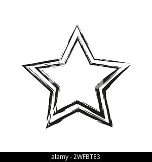 Isolated grunge star icon. Black silhouette frame. Abstract sign. Hand drawn art. Vector illustration. Stock image. EPS 10. Stock Vector