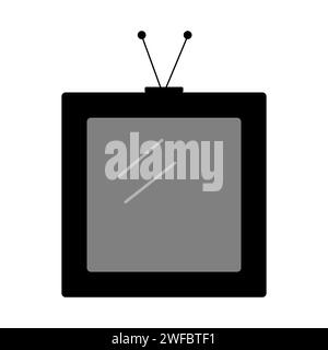 Retro tv sign. Television antenna. Square shape. Cartoon style. Vintage design. Vector illustration. Stock image. EPS 10. Stock Vector