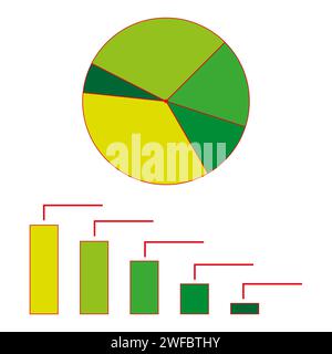 Green cartoon circle graph. Graphic element. Financial concept. Vector illustration. stock image. EPS 10. Stock Vector