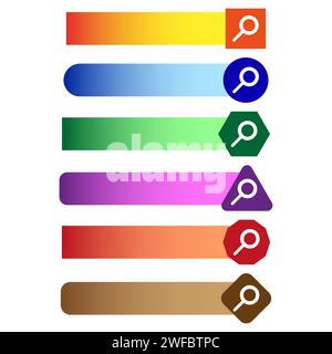 banner with colored search. Various geometric shapes. Computer interface. Vector illustration. Stock image. EPS 10. Stock Vector