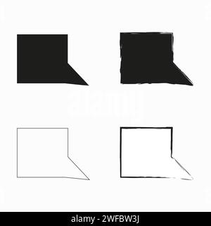 Black and white silhouette of square chat icon on white background. Message sign. Vector illustration. Stock image. EPS 10. Stock Vector