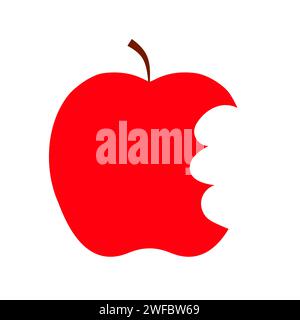 Bitten apple icon. Healthy food snack. Cartoon style. Without leaf. Fruit background. Vector illustration. Stock image. EPS 10. Stock Vector