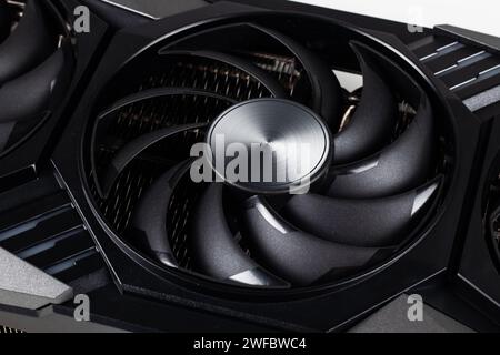 video grafic card cooler. concept computer harware close up. Stock Photo