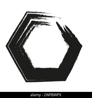 Fat black heptagon icon on white. Geometric figure frame. Simple outline style. Vector illustration. Stock image. EPS 10. Stock Vector