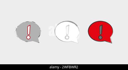 Exclamation icon set. Color speech bubbles. Warning sign. Chart emblem. Art design. Vector illustration. Stock image. EPS 10. Stock Vector