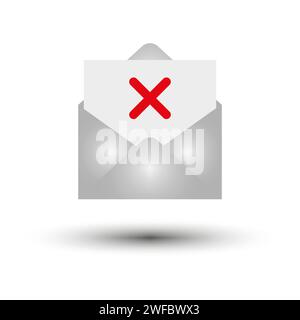 envelope letter red cross. Internet phishing concept. Vector illustration. EPS 10. Stock Vector