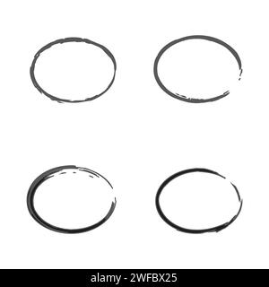 Black ink oval icon. Abstract geometric figure. Hand drawn art. Design element. Vector illustration. Stock image. EPS 10. Stock Vector