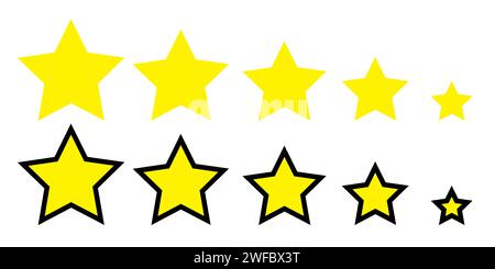Stars icon set. Signs in black frames. Quality design element. Abstract collection. Vector illustration. Stock image. EPS 10. Stock Vector