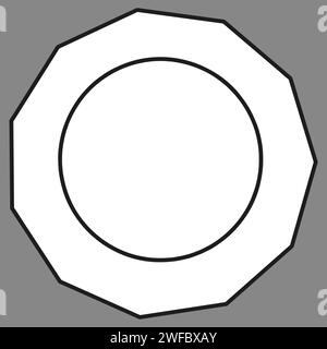 Circle in polygon. Dark background. Business logo. Hand drawn. Abstract emblem. Vector illustration. Stock image. EPS 10. Stock Vector