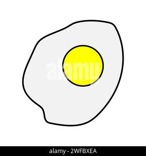 Fried egg. Cartoon art. Tasty meal. Classic breakfast. Food icon. Cooking process. Vector illustration. Stock image. EPS 10. Stock Vector
