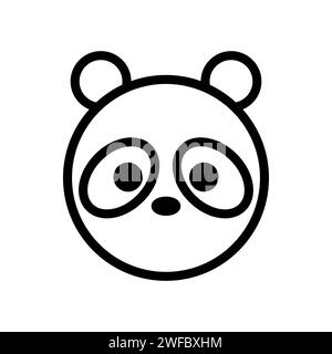 Panda face outline icon. Animal sign. Black shape. Zoo logo. Cartoon character. Vector illustration. Stock image. EPS 10. Stock Vector