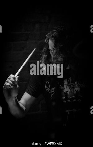 As Able as Kane / AAAK's drummer performing live at the Eagle Inn, Salford on 25th September 2014 Stock Photo