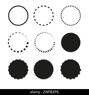 circles dash line. Circle spin set. Geometric background. Loading circles dotted. Vector illustration. Stock image. EPS 10. Stock Vector