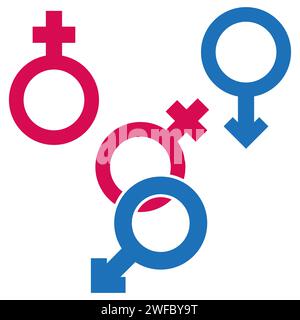 Red blue gender signs. Vector illustration. EPS 10. Stock Vector