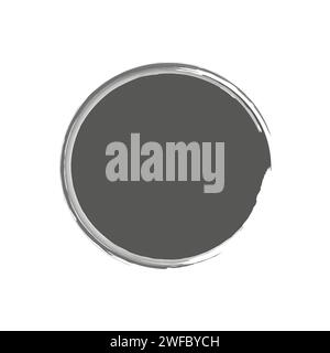 Ink gray circle icon. White frame. Abstract paint brush. Realistic hand drawn art. Vector illustration. Stock image. EPS 10. Stock Vector