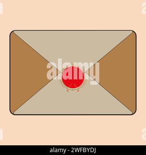 Colored envelope icon. Circle in centre. Gray and brown. Paper art. Message sign. Vector illustration. Stock image. EPS 10. Stock Vector