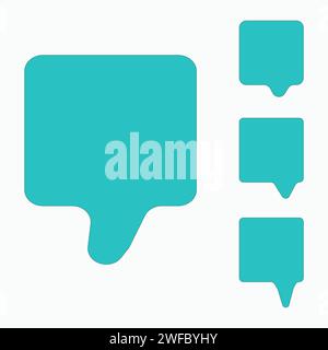 Set of blue square chat icon on white background. Message sign. Simple art design. Vector illustration. Stock image. EPS 10. Stock Vector