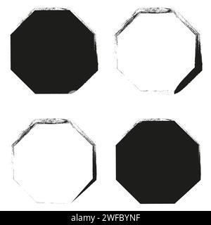 Empty and filled black heptagon icon. Geometric figure. Simple outline style concept. Vector illustration. Stock image. EPS 10. Stock Vector