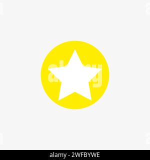 White star in yellow circle icon. Vintage art. Circular flat sign. Geometric figure. Vector illustration. Stock image. EPS 10. Stock Vector