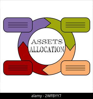 Cartoon icon with assets allocation. Strategy concept. Business finance investment. Vector illustration. stock image. EPS 10. Stock Vector