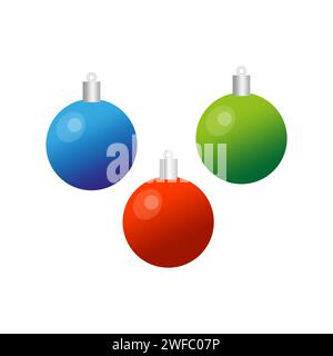 Colored christmas balls. Green, red and blue. Decorative element. Holiday time. Vector illustration. Stock image. EPS 10. Stock Vector